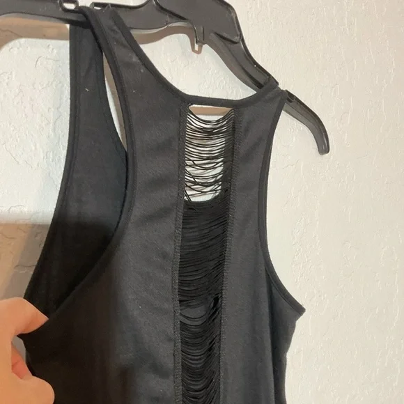 Social Misfits Indian Skull with Gold Tooth Fringe Split Back Tank Top Size Med - Picture 4 of 9